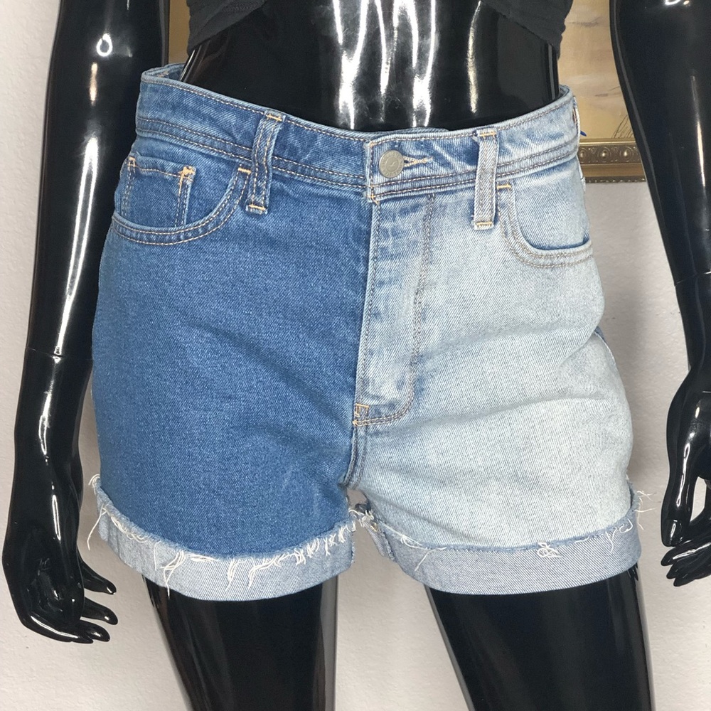 Hollister 2 Tone Raw Cuffed Shorts Sz W26 Cotton Blend